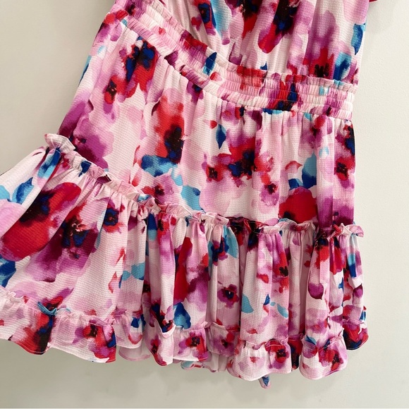 Buddy Love Sofia One Shoulder Ruffle Cocktail Dress Mini-Circus Pink Blue Small - Picture 7 of 13